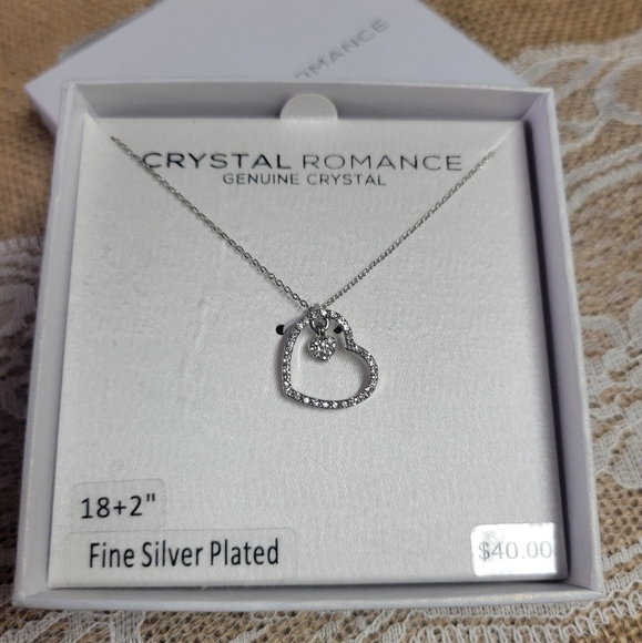 Crystal romance genuine crystal/silver plated heart necklace - Picture 2 of 7